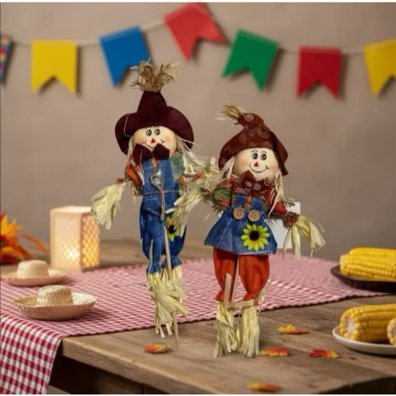 Enfeite Palito Junino De Palha | Médio, 45x35cm Cada | Casal Ou Unidade | Decoração Festa Junina, São João, Espantalho