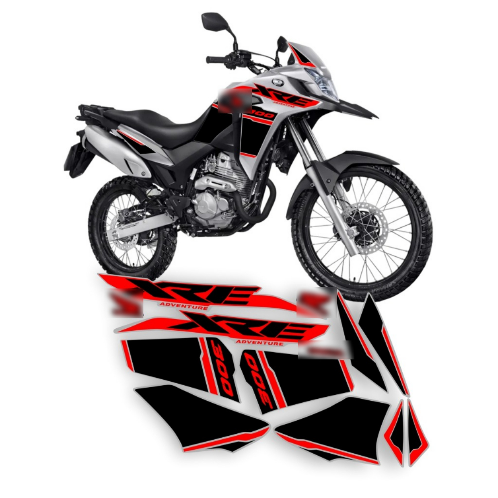Kit Adesivos Compatível Com Xre 300 Adventure 2019 a 2024 Modelo Prata Laminado