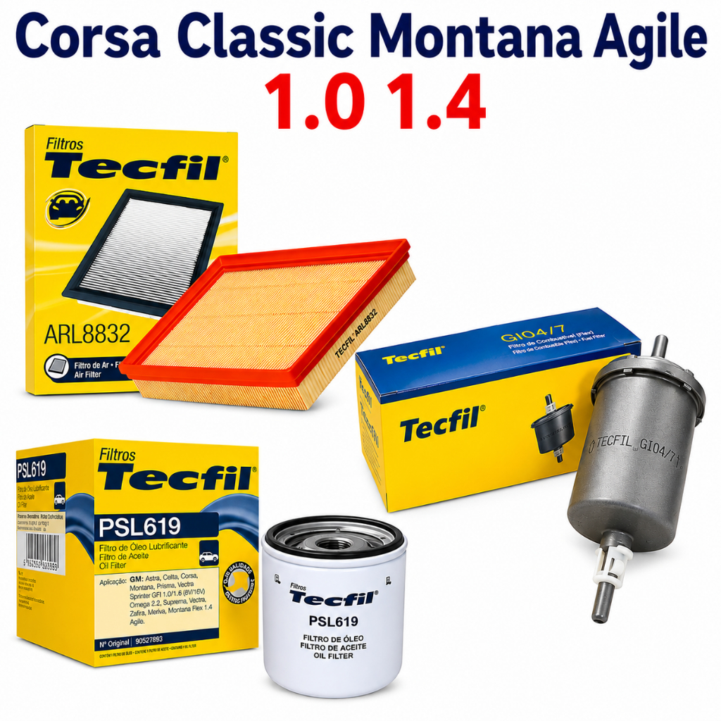 Imagem Kit Filtros Corsa Classic Montana Agile 1.0 1.4 Ar Oleo Combustivel 1994 a 2014