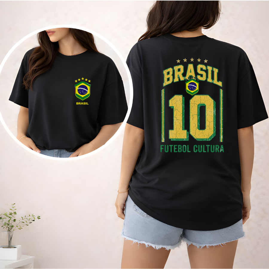 Camiseta Estampada Minimalista Streetwear "Seleção Brasileira" 100% Algodão Camisa Premium