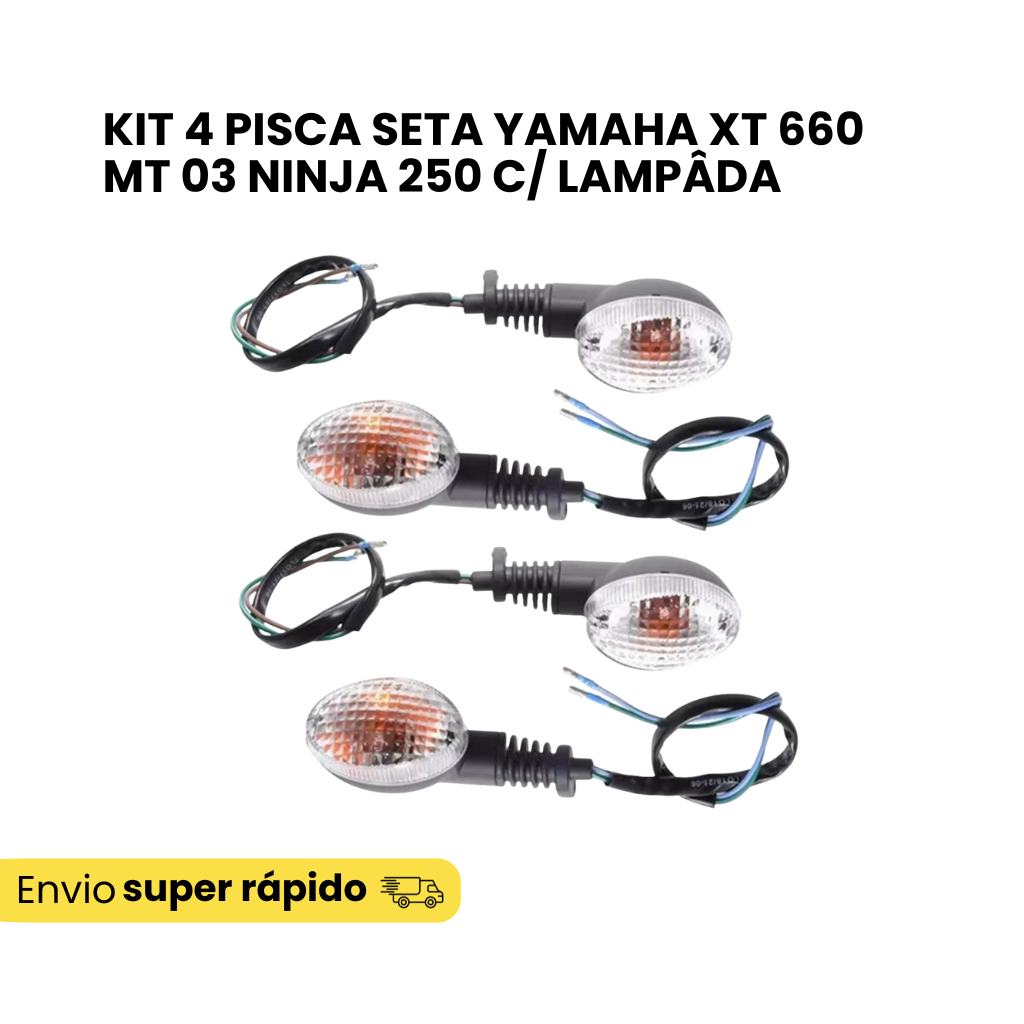 Kit 4 Pisca Seta Yamaha Xt 660 Mt 03 Ninja 250 Com Lampada