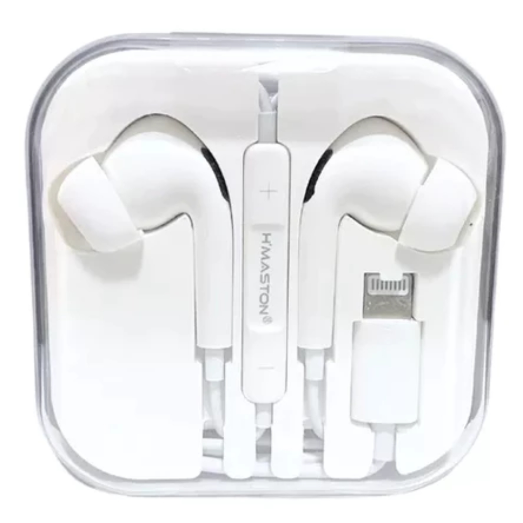 Fone de Ouvido Com Fio Compativel com Iphone Lightning H'Maston Cor Branco