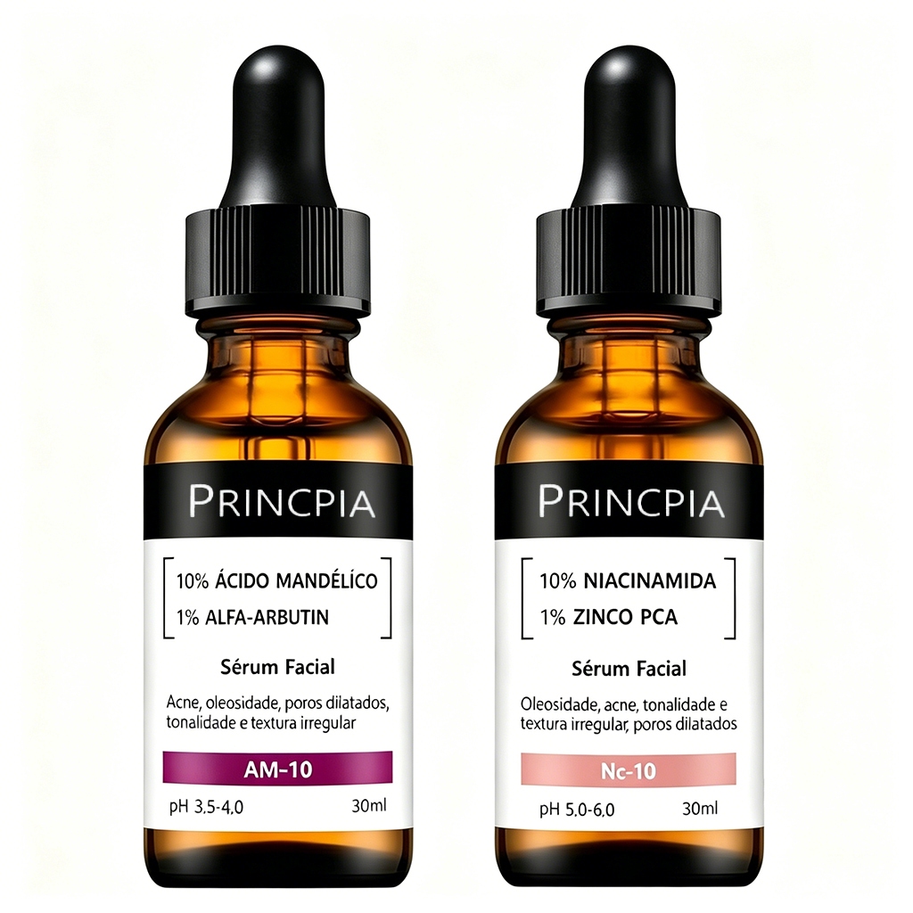 Princpia Kit Séruns AntiManchas Niacinamida+ Mandélico :Combate imperfeições, cravos, acne e pele oleosa.