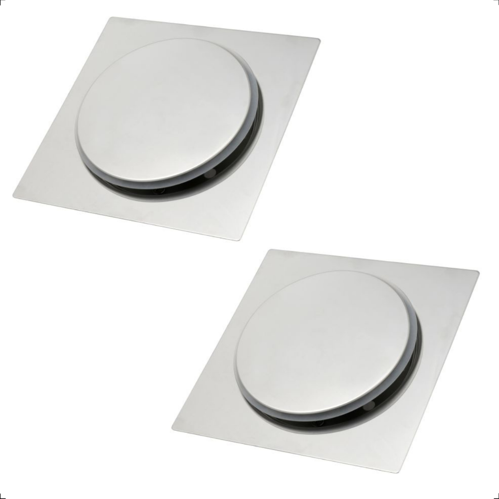 Kit 2 Ralo Click 15x15 Quadrado Inteligente Banheiro Inox 304