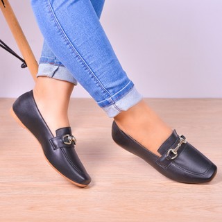 Mocassim Feminino Elegante Premium Bico Quadrado Confortável