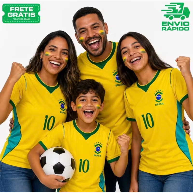 Camiseta Seleção Brasileira Amarela Tradicional Copa 2026 - Vários Tamanhos