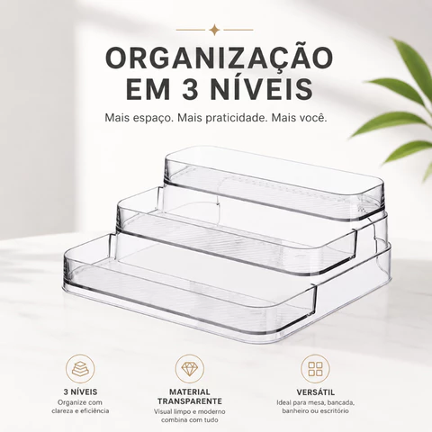 Expositor de Perfumes Cosméticos 3 Andares Multiuso Organizador Prateleira Diamante Porta Maquiagem