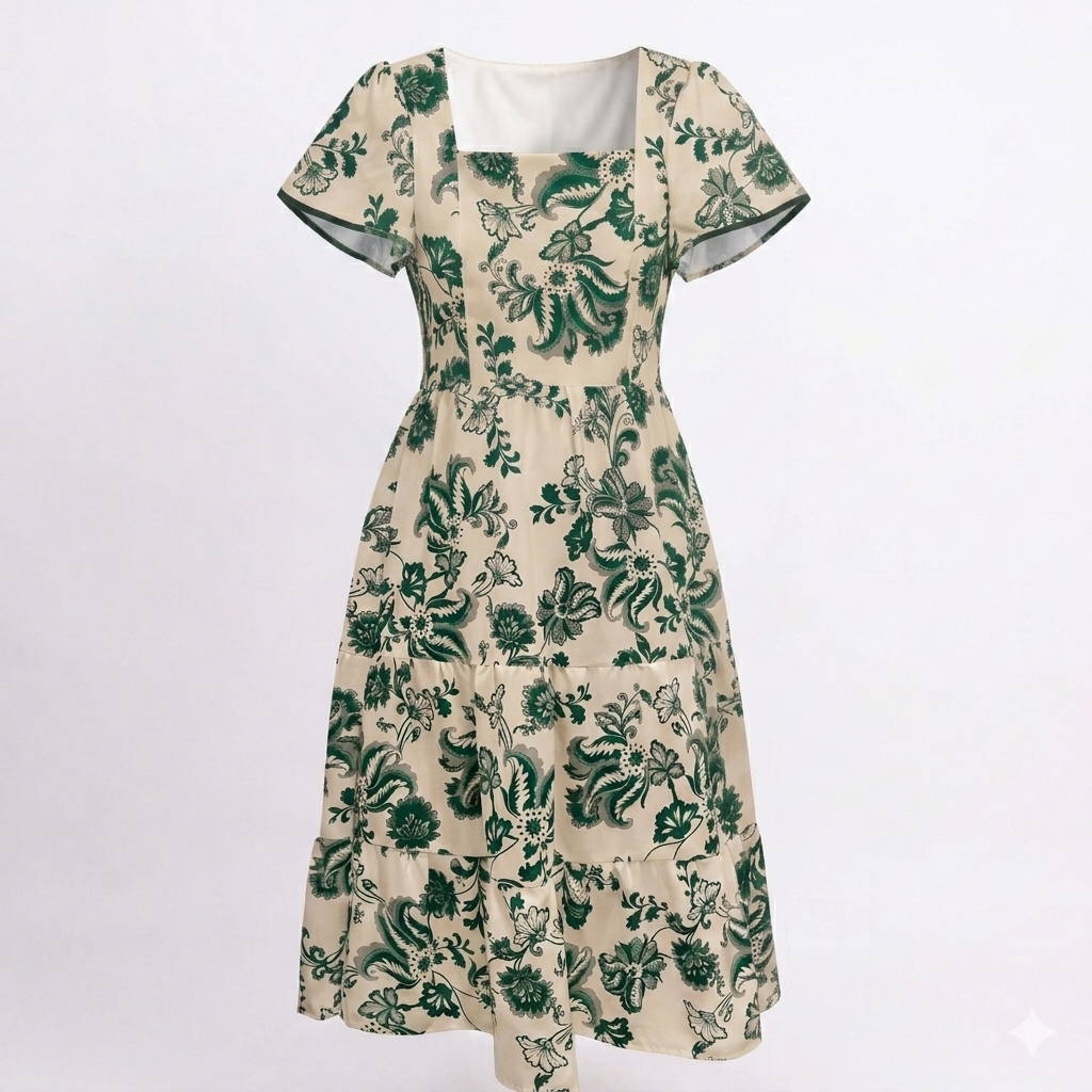 Vestido Midi Estampado Feminino | Tecido Dunas Premium Fresquinho | Modelagem Soltinha Não Marca Na Cintura