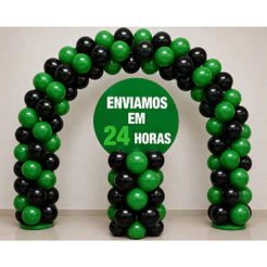 Kit 100 Balões Bexiga látex 6.5 Verde e Preto Decoração Festa Enfeites Aniversário Eventos