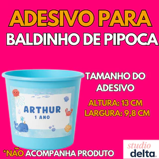 Adesivos para Festa PERSONALIZADOS para Balde de Pipoca de 1L e 1,5L QUALQUER TEMA 13x9,8cm
