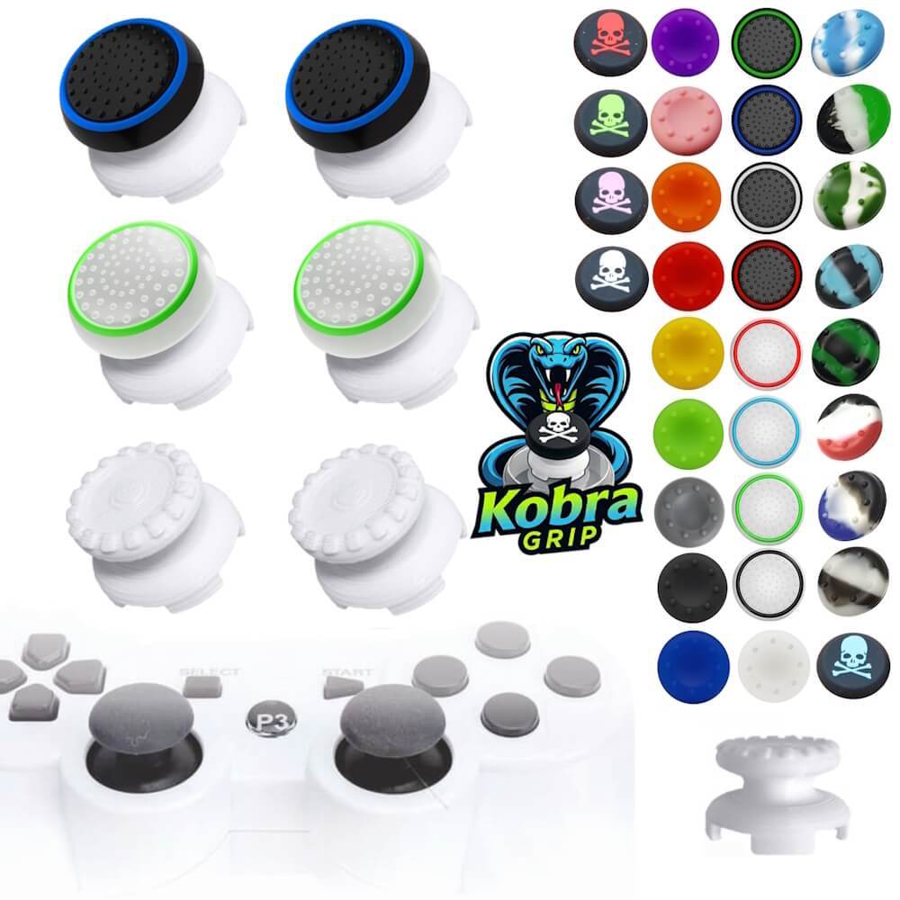 Kit 4 Kobra Grip Extensor 3D Analógico PS3 - Caps Protetor Thumb Grip Anti-Derrapante Premium [Vários Modelos S91]