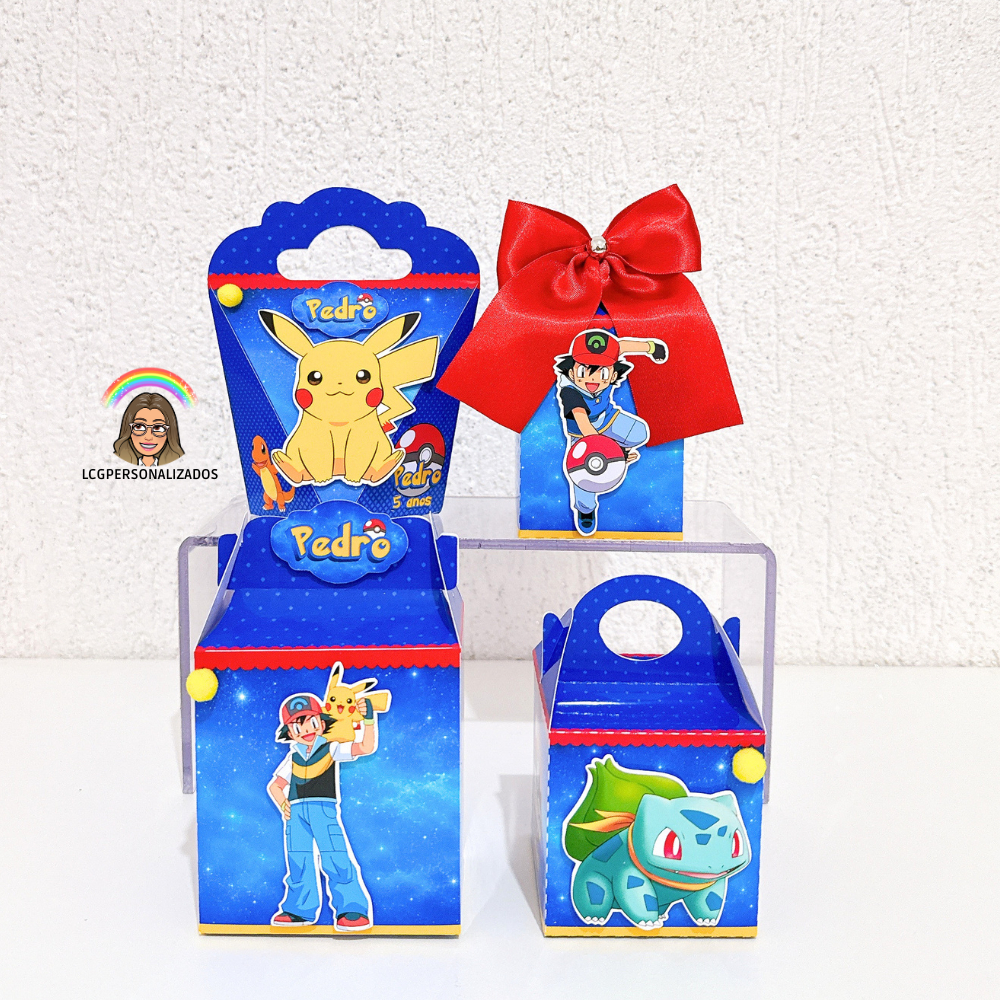 Kit Caixas Personalizadas Pokémon | Pikachu | Personalizados Festa Infantil Luxo 3D | Lembrancinhas