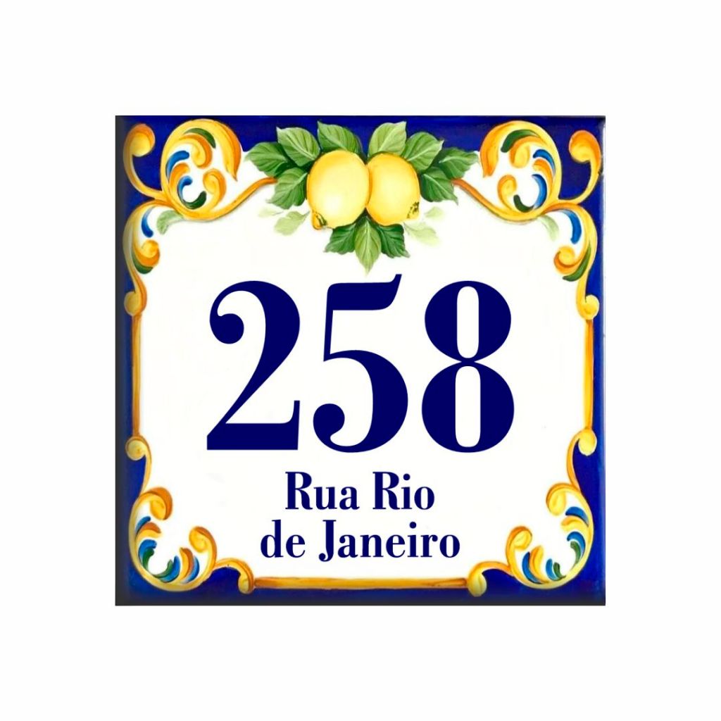 Azulejo Número de Casa Personalizado e Nome da Rua e Número Placa para Muro Número Residencial 15