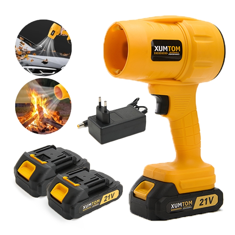 Soprador de ar turbo portátil Soprador de folhas 21V usb recarregável 50000rpm 2 baterias Bivolt forte