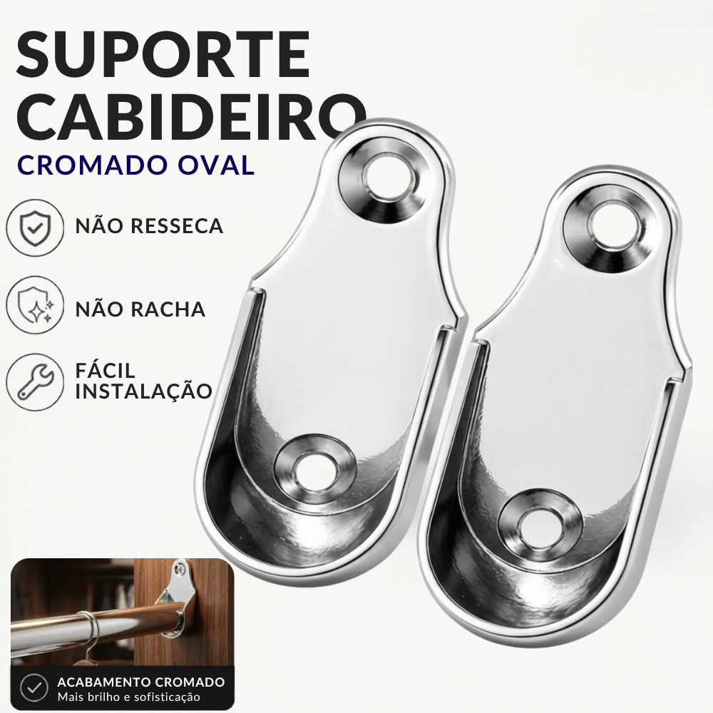 Suporte Cabideiro Oblongo – Tubo Oval Cabideiro Guarda-Roupas Closet com parafusos