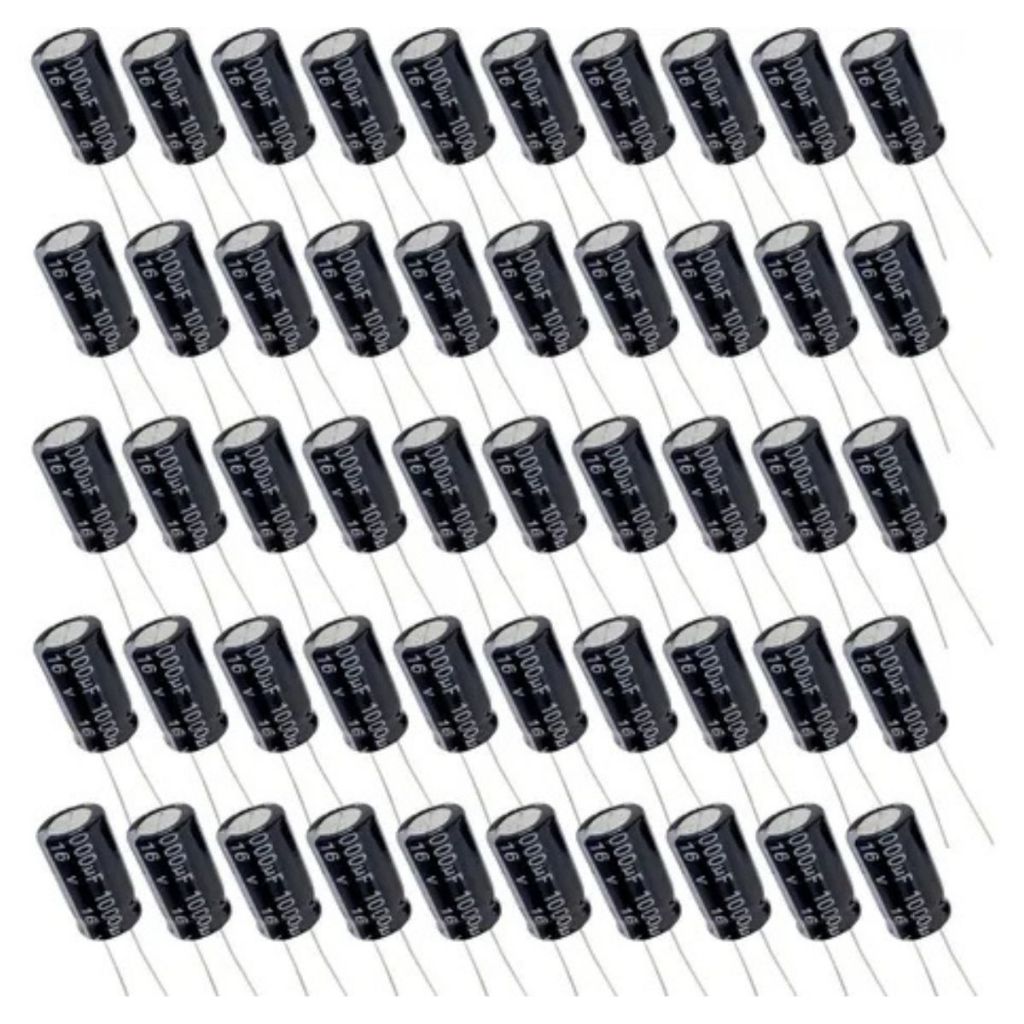 Capacitor Eletrolítico 1000UF 16V 105 Graus - 50 Unidades