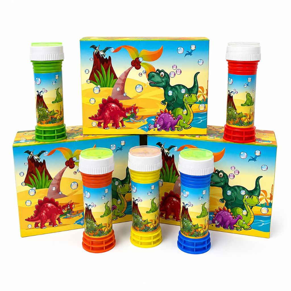 Kit 20 unidades Bolhas de Sabão Dinossauro com Jogo na Tampa  Lembrancinha Infantil para Festa e Aniversário