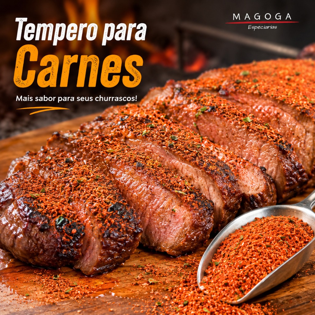 Detalhes do Tempero para carne. Tempero próprio para carne vermelha, porco, carneiro e churrasco. Tempero natural, sem conservantes.