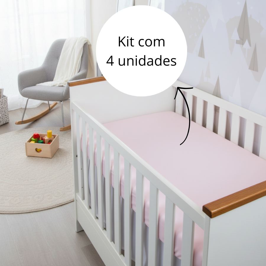 Kit 4 Lençol Berço Americano Padrão Antialérgico Avulso Percal 400 Fios Super Macio