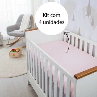 Kit 4 Lençol Berço Americano Padrão Antialérgico Avulso Percal 400 Fios Super Macio
