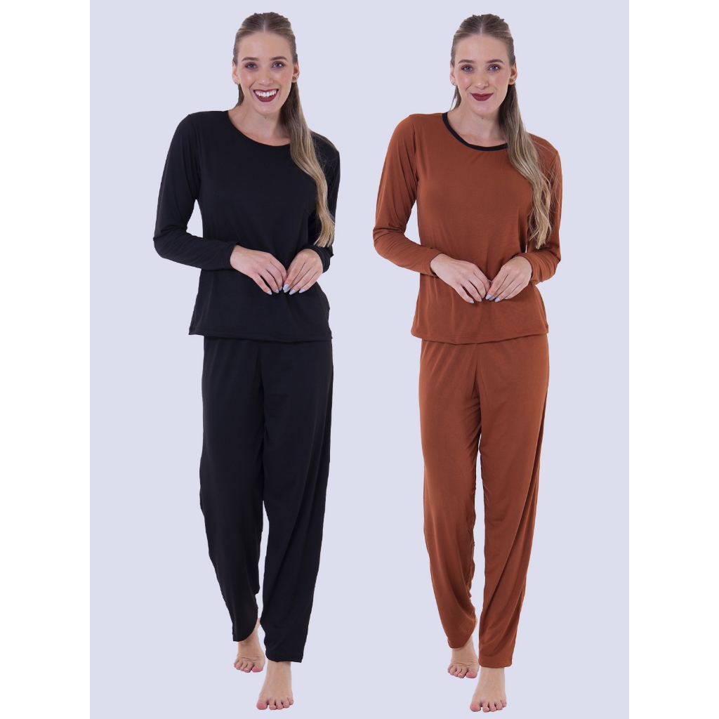 KIT 2 Pijamas Feminino Manga Longa Moda Feminina Inverno