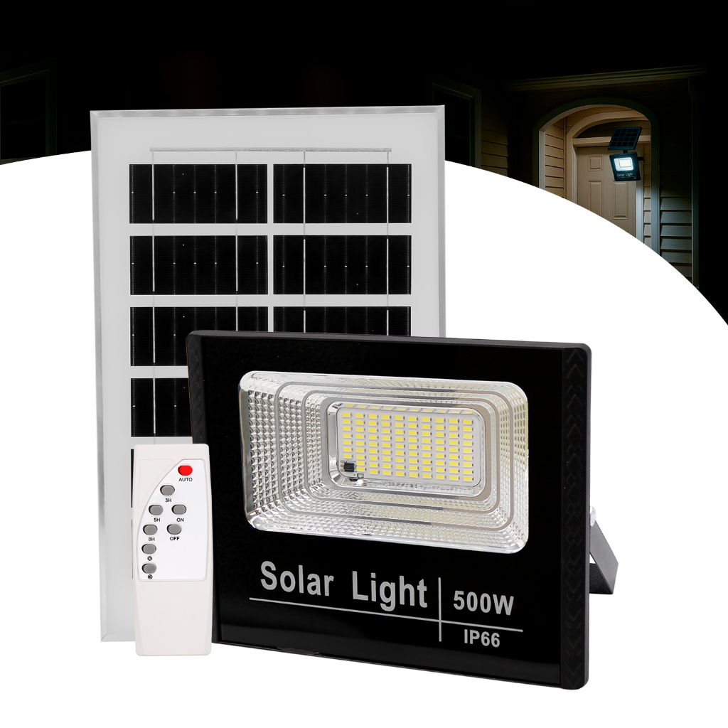 Refletor Solar 400w Led Holofote Placa Bateria Prova D'água Externo Iluminação