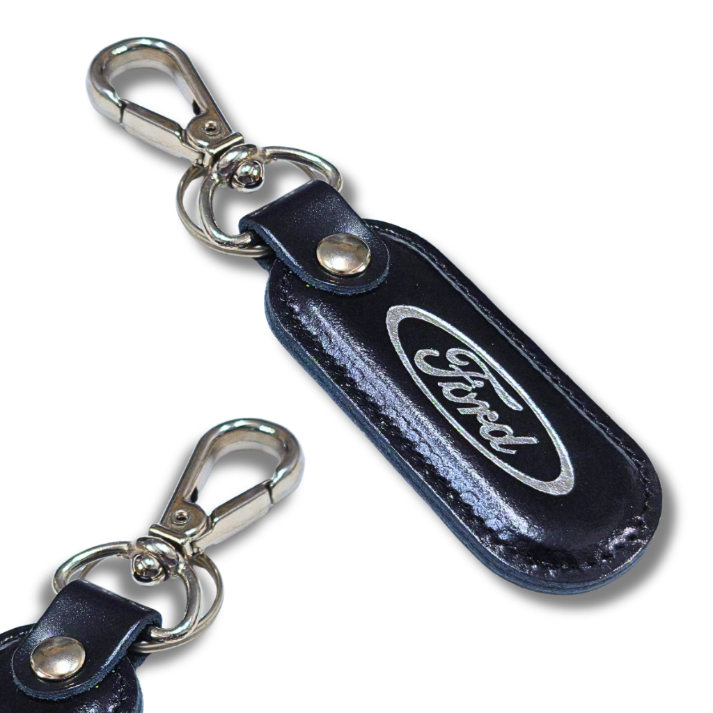 Chaveiro Ford Couro Preto Carro Mosquetão Automotivo Premium Tuning