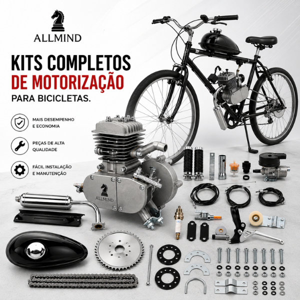 Kit Motor 80cc Legitimo Para Bicicleta Motorizada Completo 2 Tempos Original 3 bolinhas Motorizada