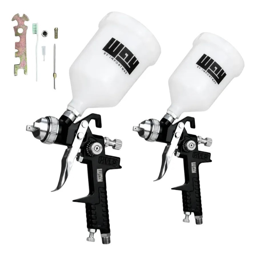 2 Pistolas De Pintura Iwpphvlp1b Bico 1.4mm Profissional Preto Importway