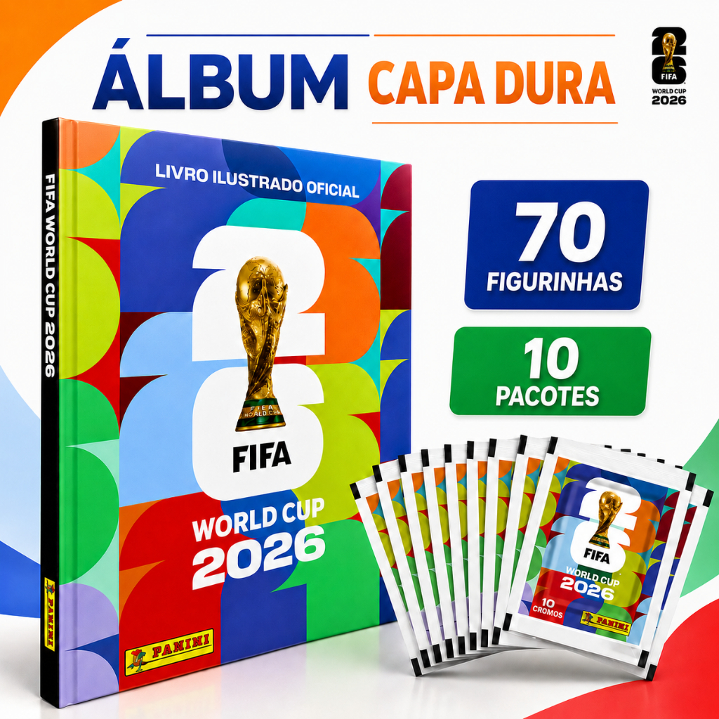 Kit Album Capa Dura + Figurinhas Copa Do Mundo Fifa 2026 Original Panini