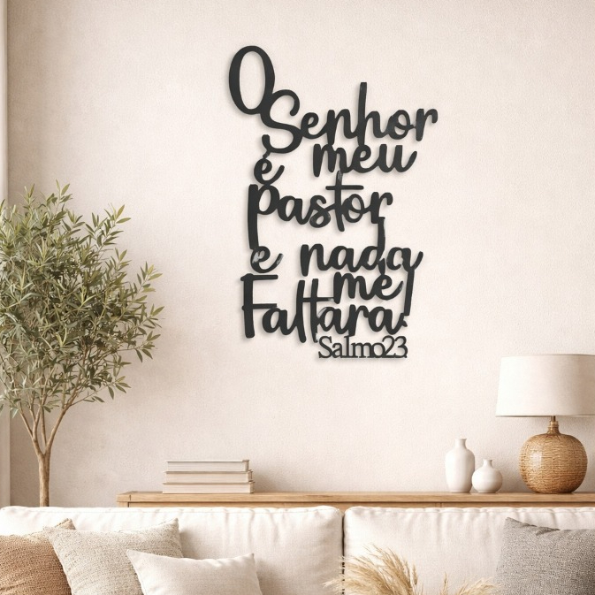 Quadro Decorativo Salmo 23 Senhor é Meu Pastor 20x30cm MDF Decoração Cristã Sala