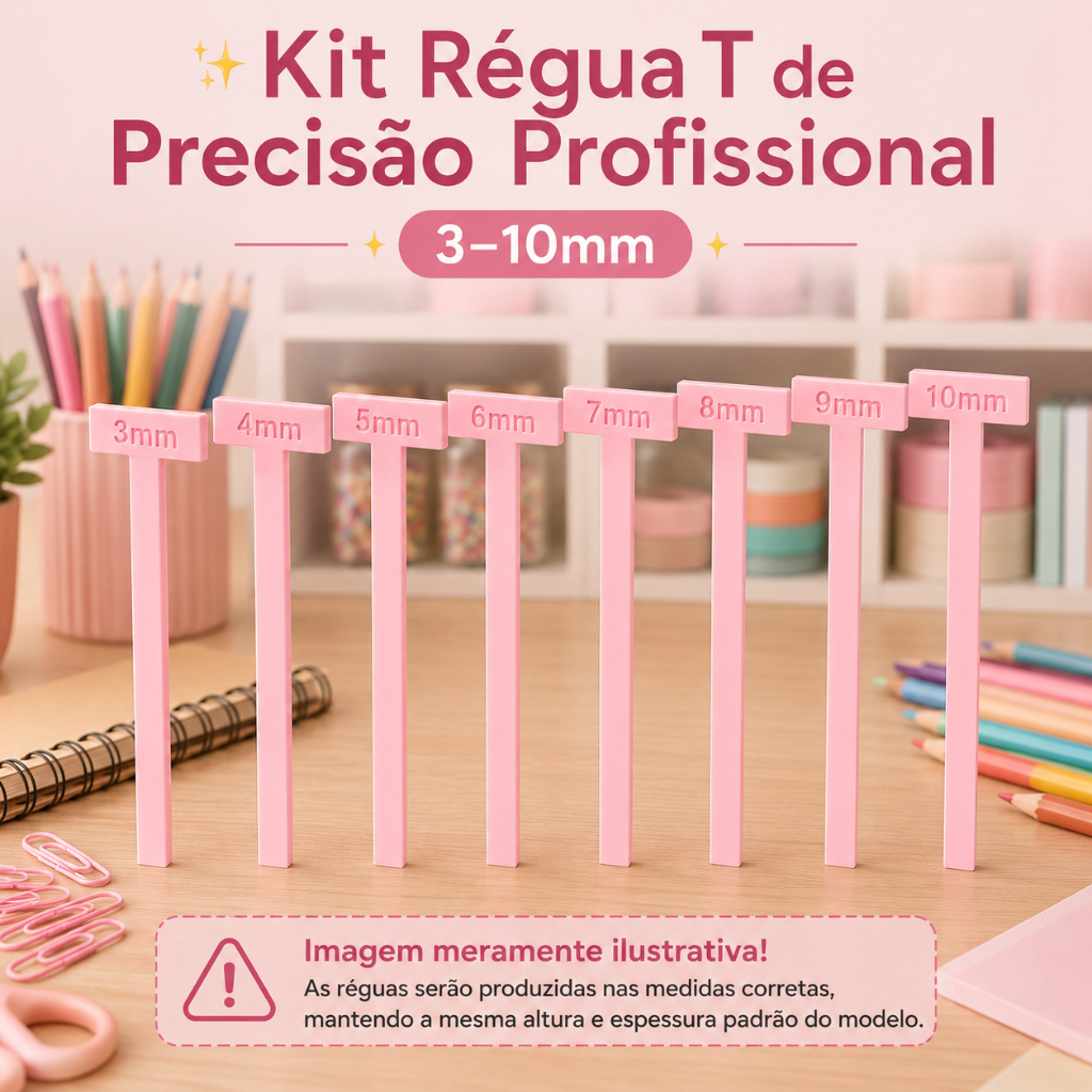 Kit Régua T de Precisão Profissional 3–10mm