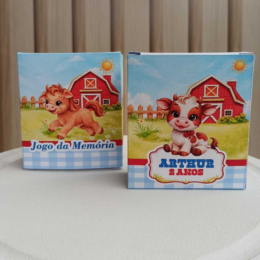 Jogo da Memória Fazendinha Menino Personalizado/Fazendinha Azul/Lembrancinha Personalizada Fazendinha Menino