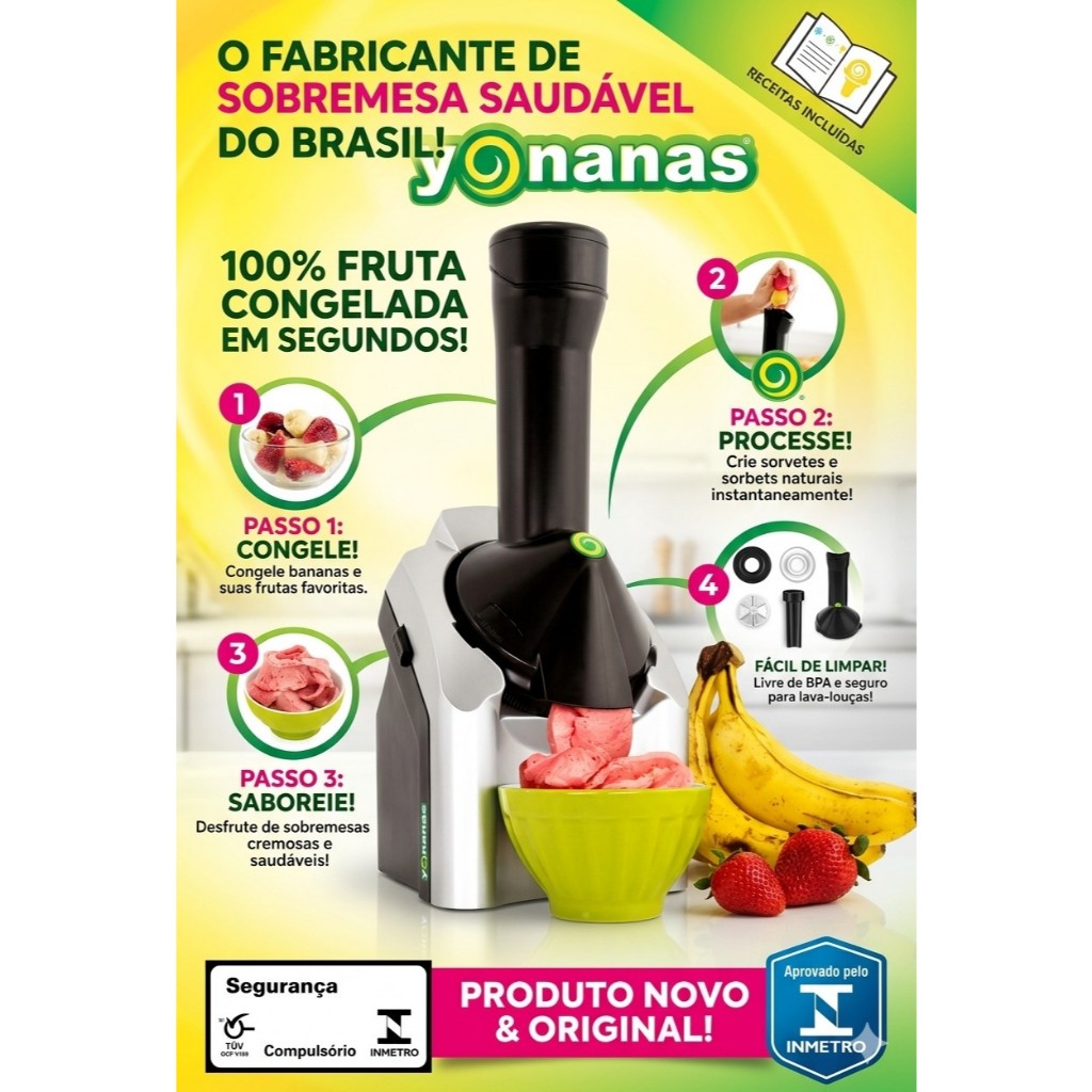 Sorveteira Yonanas Original - Processador de Frutas Congeladas Sobremesa Saudável