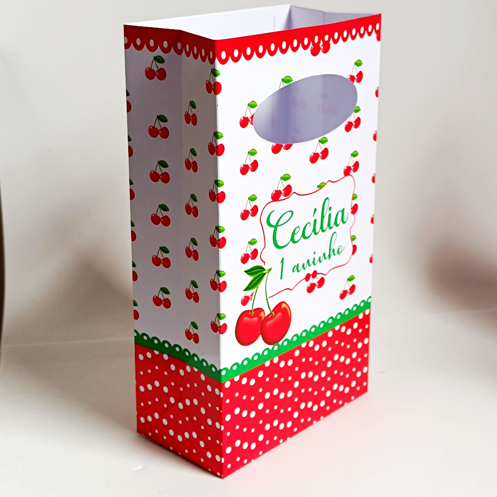 Sacolinha Personalizada Cerejinha/ sacolinha surpresa/ lembrancinha cerejinha/ PEGUE E MONTE