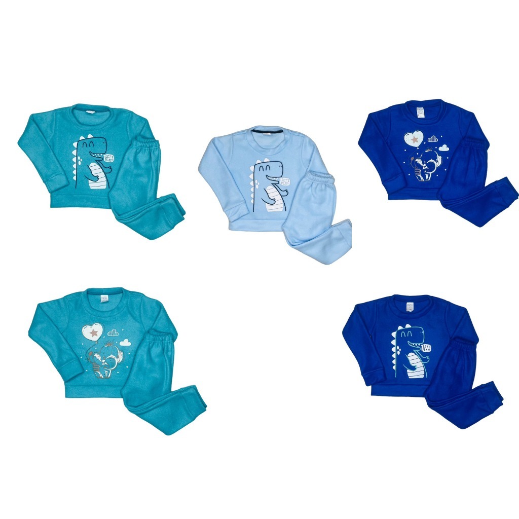 Conjunto Infantil Soft Pijama Desenhos  Sortidos Menino Inverno Quentinho tamanho 1, 2, 3