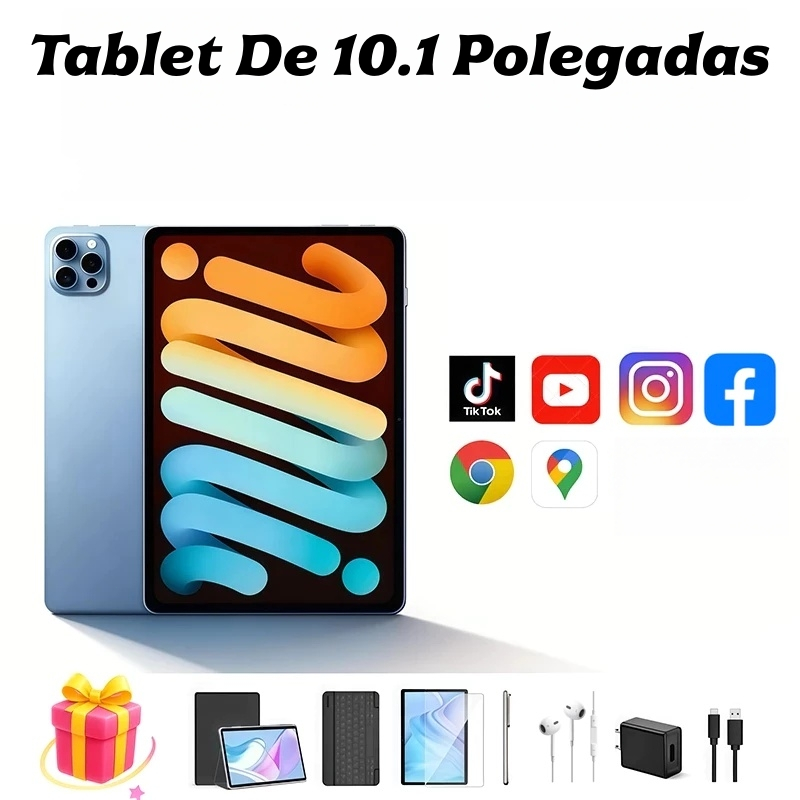 Tablet 128GB Memoria + 6GB RAM Android 13 com tela IPS de 10,1 polegadas e capa de couro com teclado VIVA