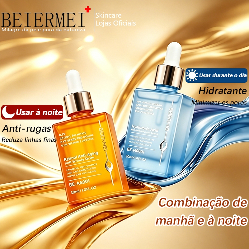 Kit 2 Sérum Principia Retinol 0,3% + Hialurônicos Hidrata e reduz rugas, ilumina o tom da pele