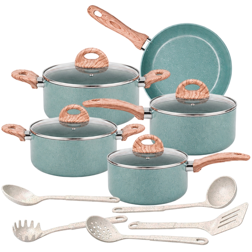 Jogo de Panelas 10 Peças Brinox Ceramic Life Botanika Com Indução e Cerâmica com