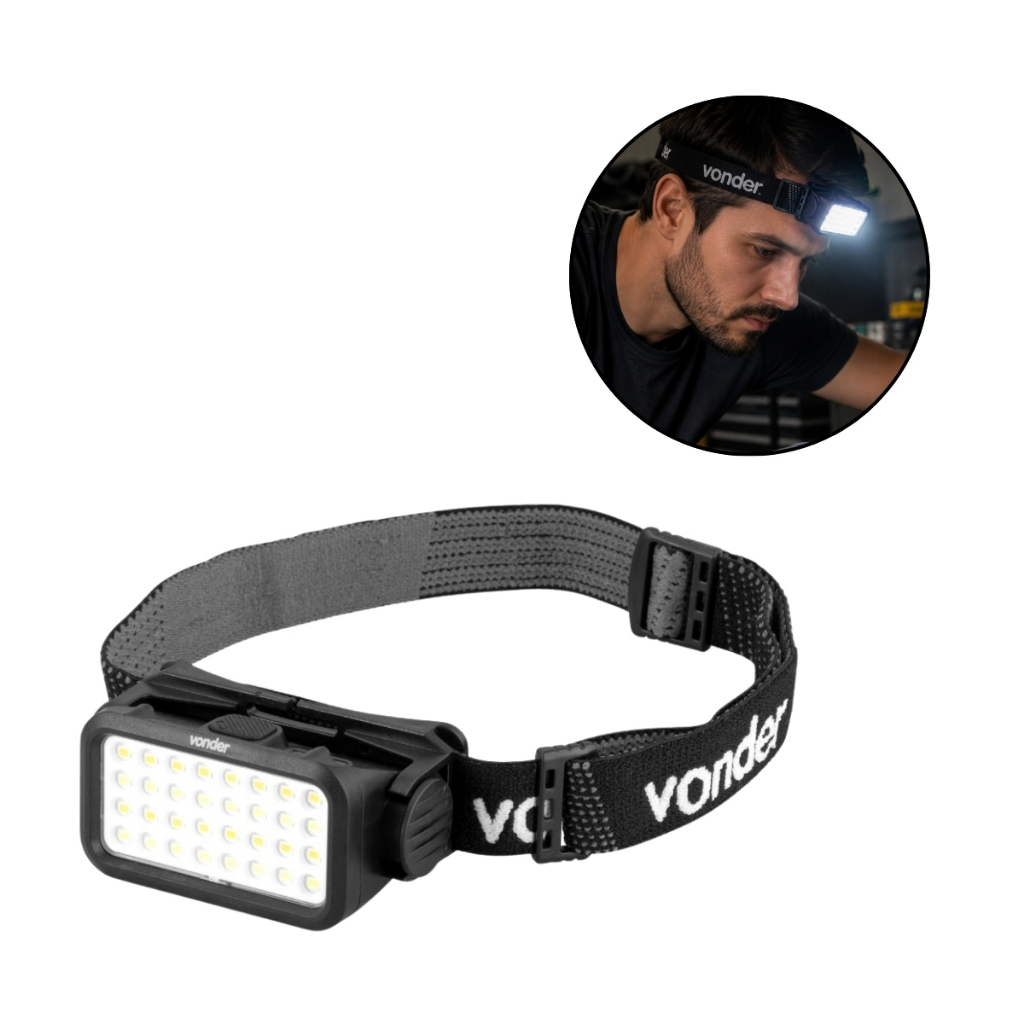 Lanterna de LED para Cabeça Recarregável LCV032 Vonder com Ajuste e Alta Iluminação