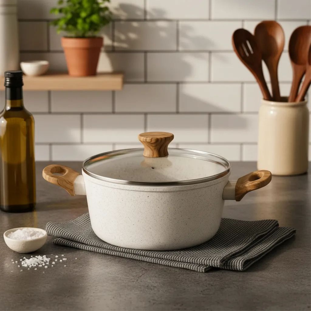 Caçarola Panelas 20CM 2,25 Litros Antiaderente Cerâmica Indução Cook Top Tampa De Vidro Saída De Vapor Cozimento Rápido