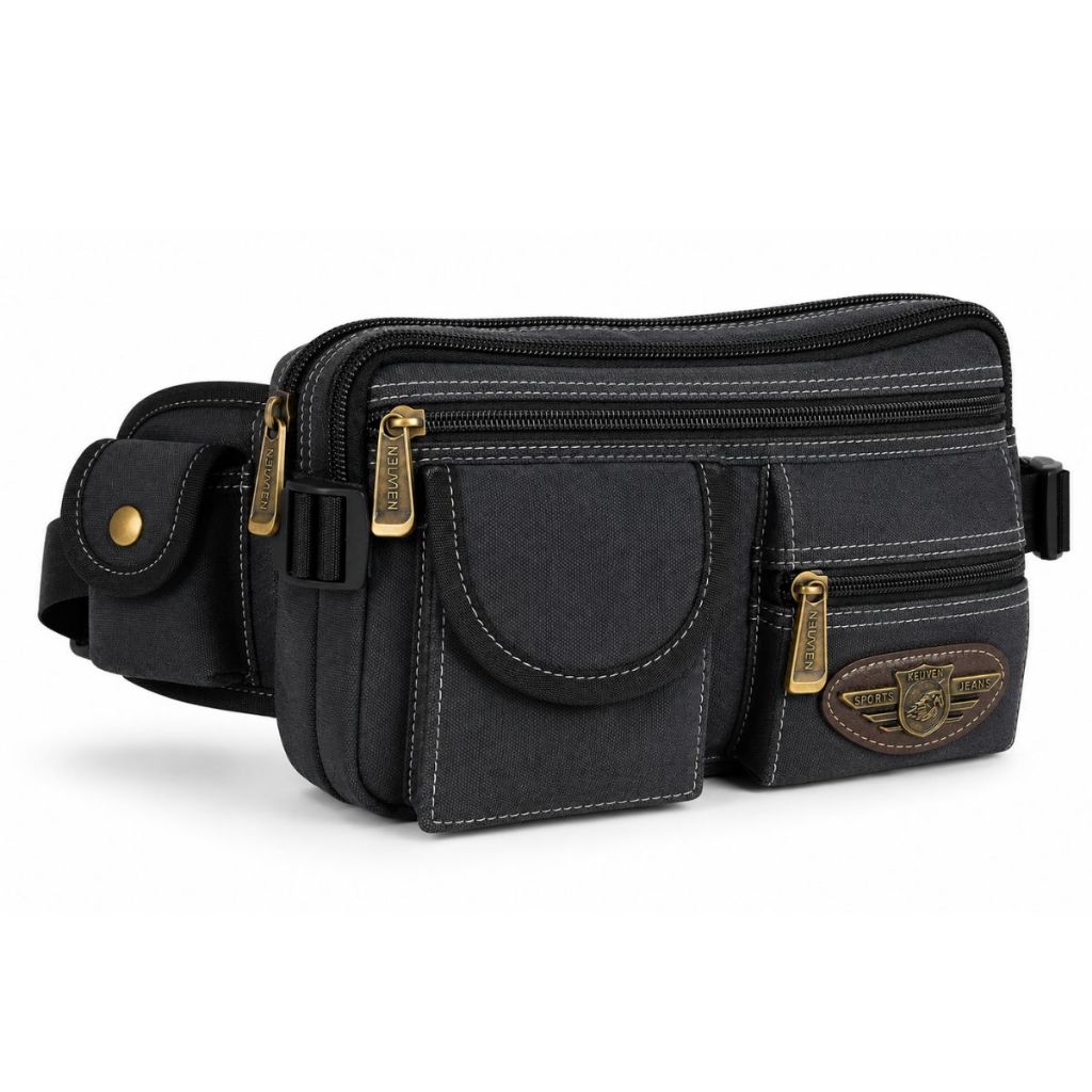 Pochete Em Lona Masculina Motoqueiro Resistente Trabalho Top