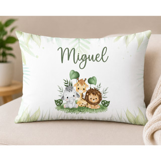 Almofada Infantil Naninha – 27x37 | Tema Safari, Nome Personalizado, Presente, Decoração