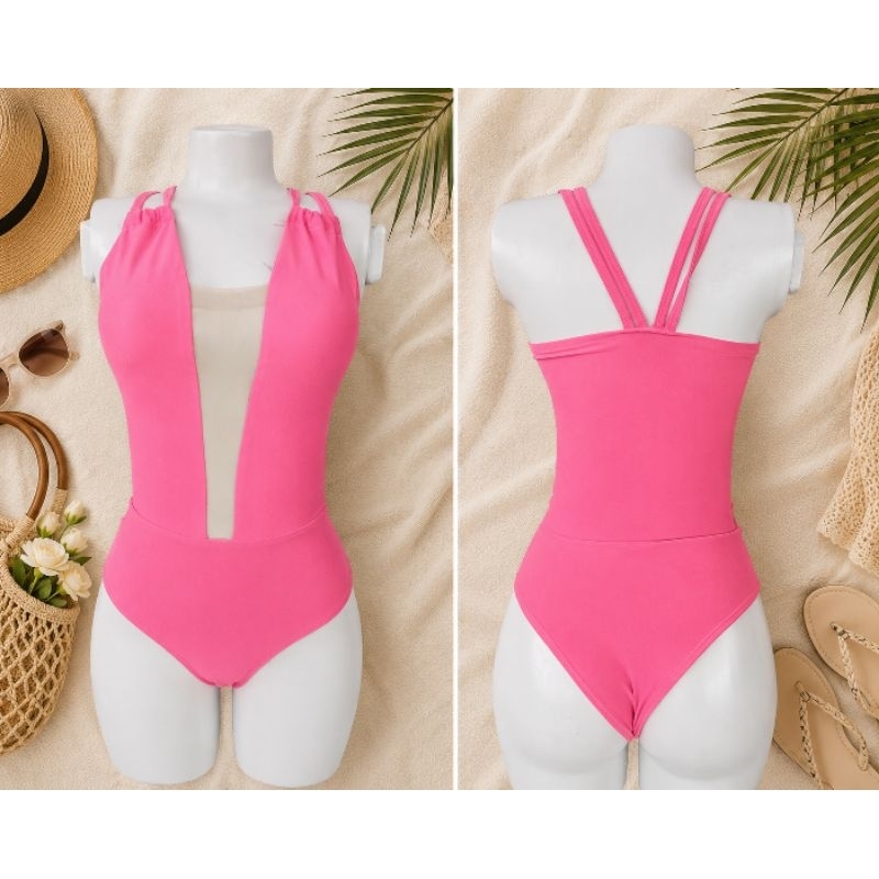 Body Rosa Feminino Com Bojo Tamanho M Brechó Decote Tule Alça Dupla Costas Desapego Barato Estica Blusa Maiô Casual