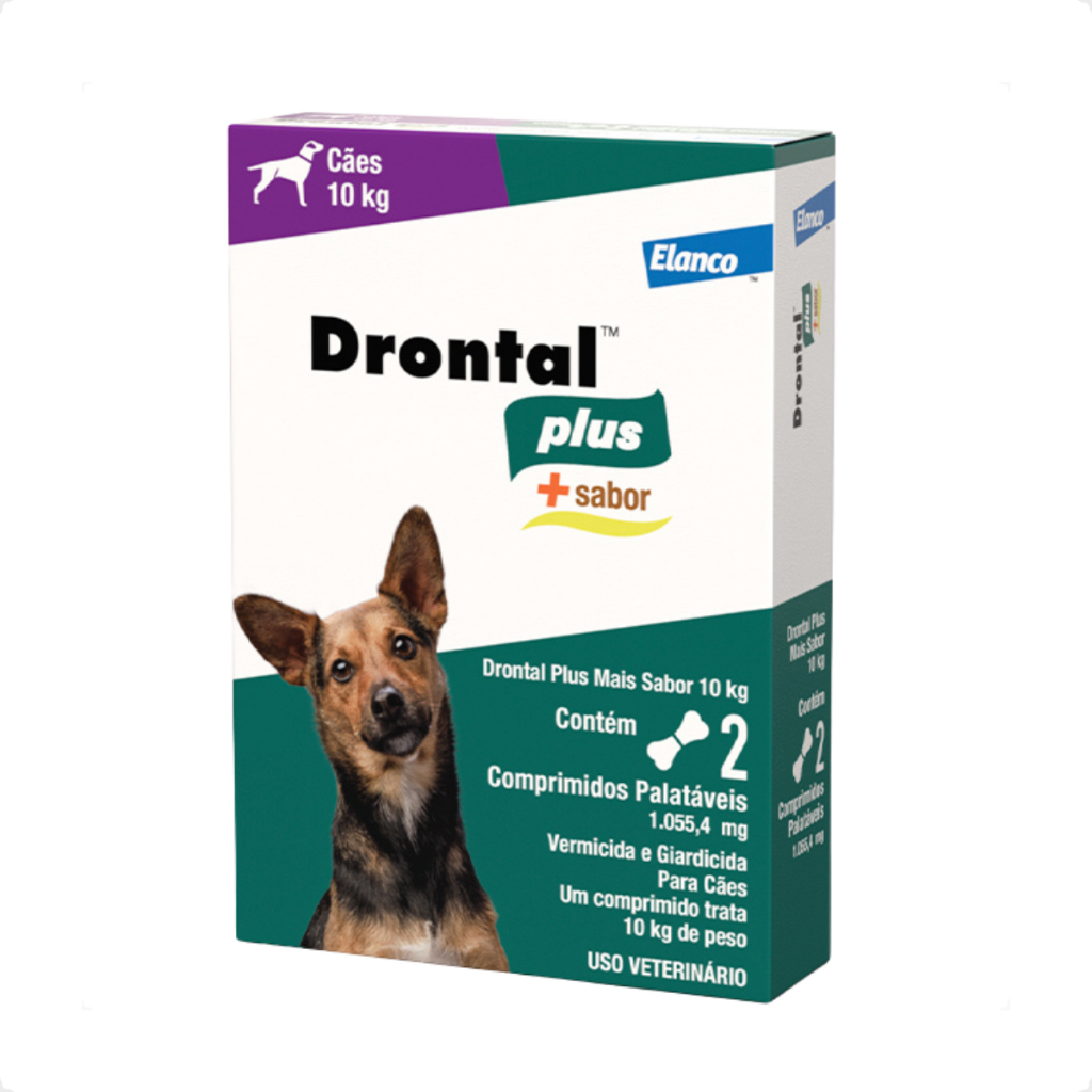 Vermífugo Drontal Plus Carne Cães10kg 2 Comprimidos