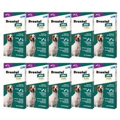 Kit 10 Drontal Plus Carne Cães 10kg Vermifugo 4 Comprimidos
