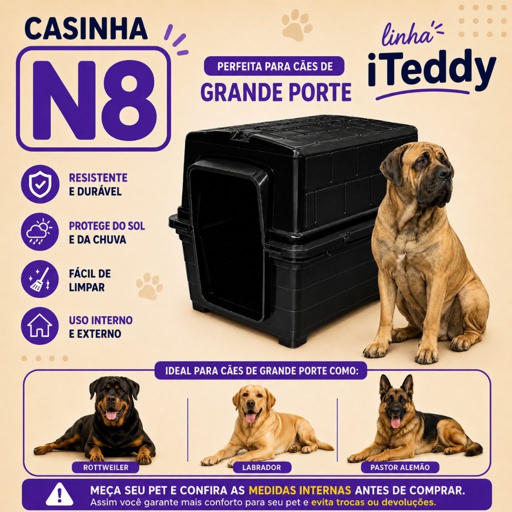 Casinha de Cachorro N8 Preta Para Cães Porte Grande