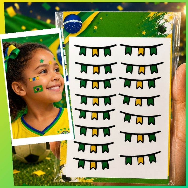 Cartela Bandeira Copa Maquiagem Adesiva
