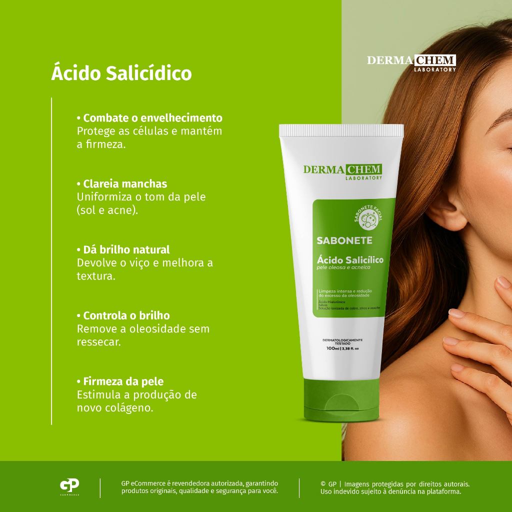 Kit 7 Sabonete Ácido Salicílico Pele Oleosa 100ml Dermachem