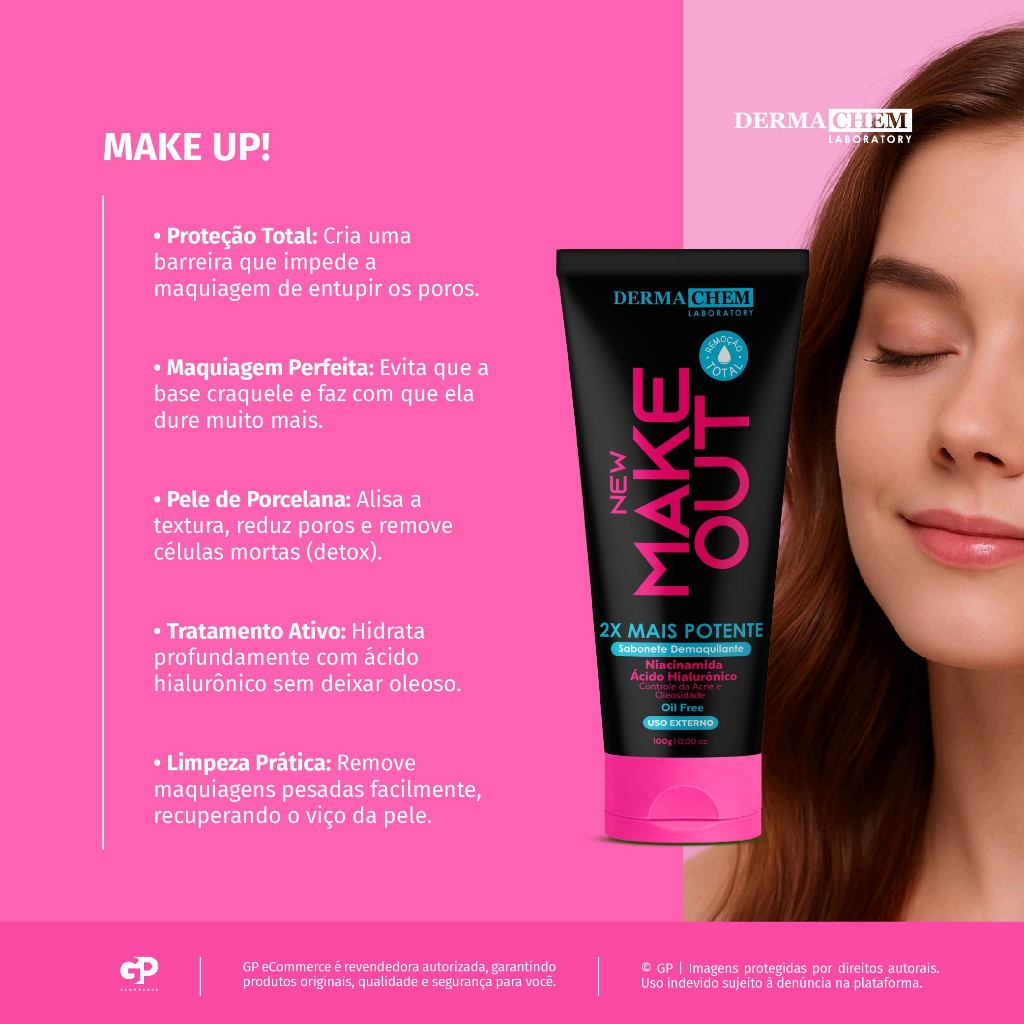 Kit 3 Sabonete Demaquilante New Make Out 100ml Niacinamida e Ácido Hialurônico Dermachem · foto 2